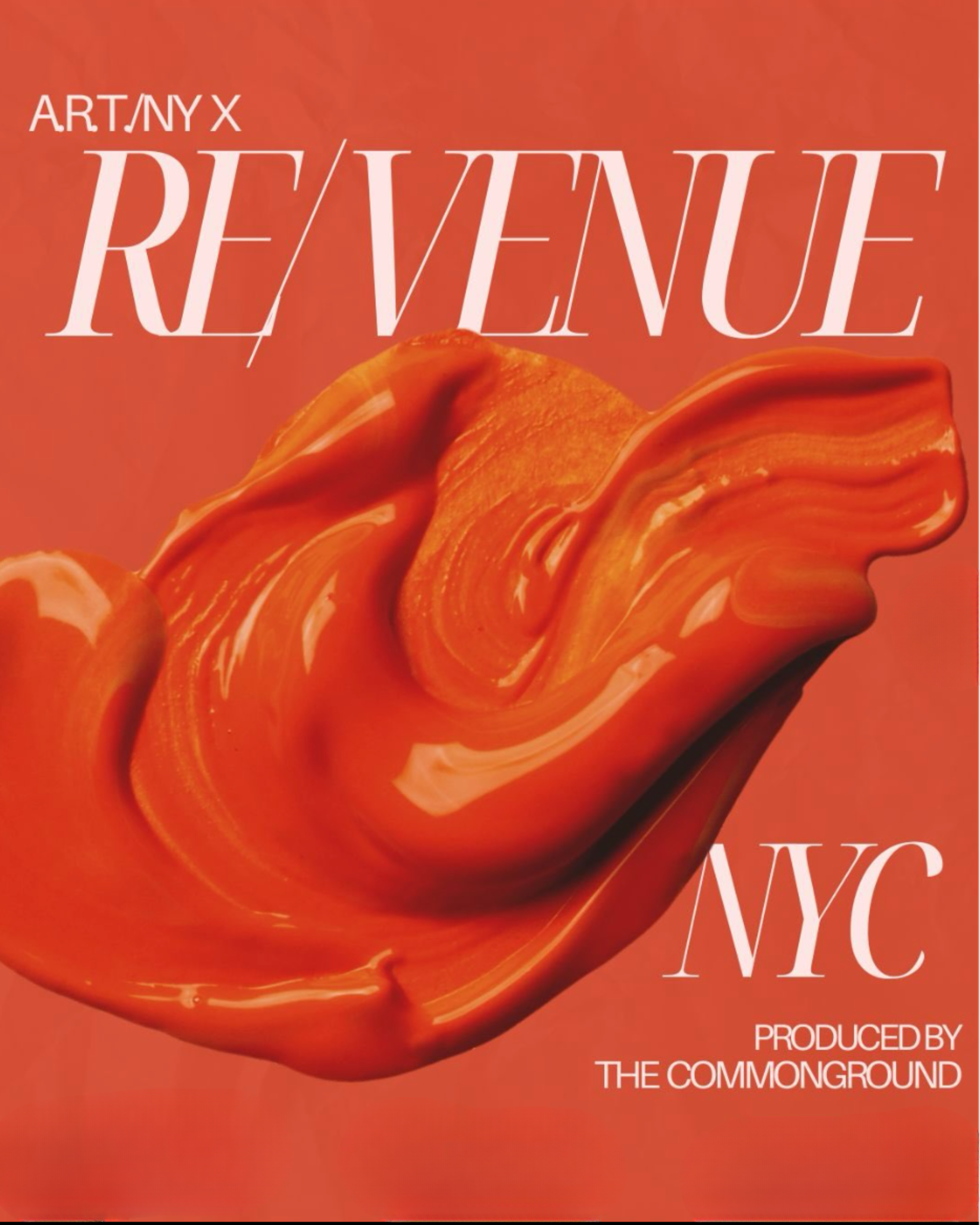 Orange Background. ART/NY X. Re/Venue NYC. Sponsored by CommonGround