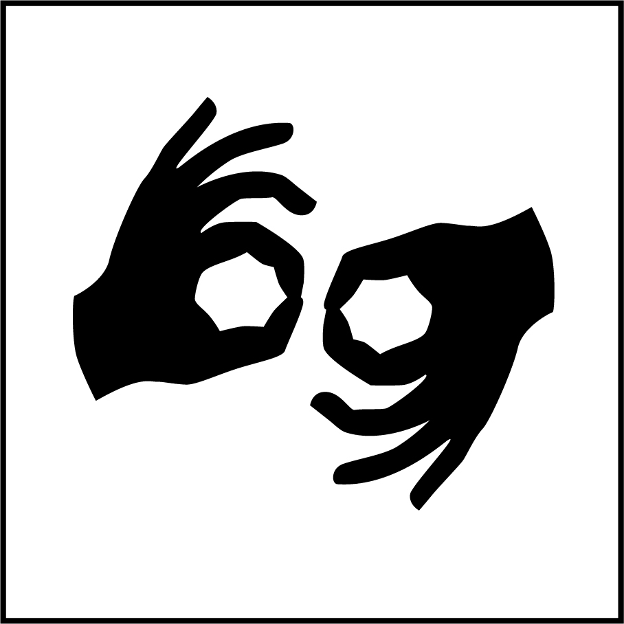 The icon for American Sign Language, which depicts two hands in motion.